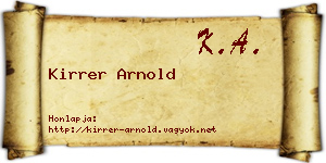 Kirrer Arnold névjegykártya